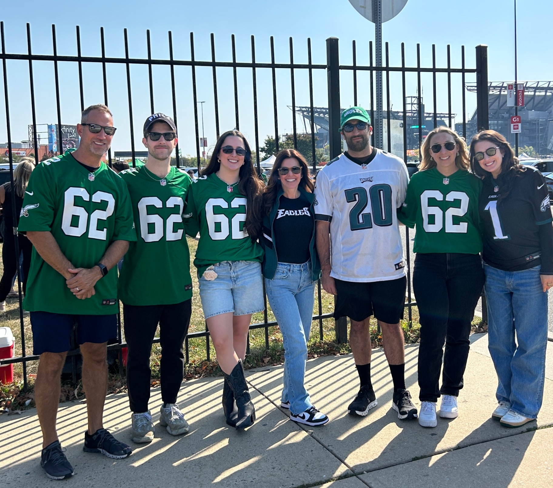 The Mauger family at an Eagles game